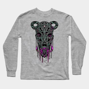 Tribal Tattoo Bulls Skull Long Sleeve T-Shirt